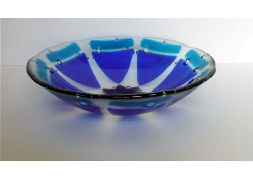 blue snowflake glass bowl